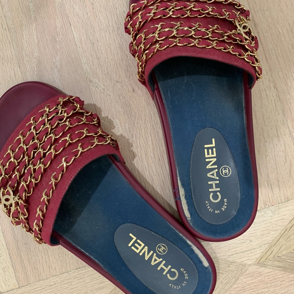 Chanel Chain Mule Slides Size 38 - image 1